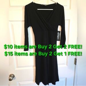 NWT ADOLFO BLACK JERSEY DRESS, MEDIUM